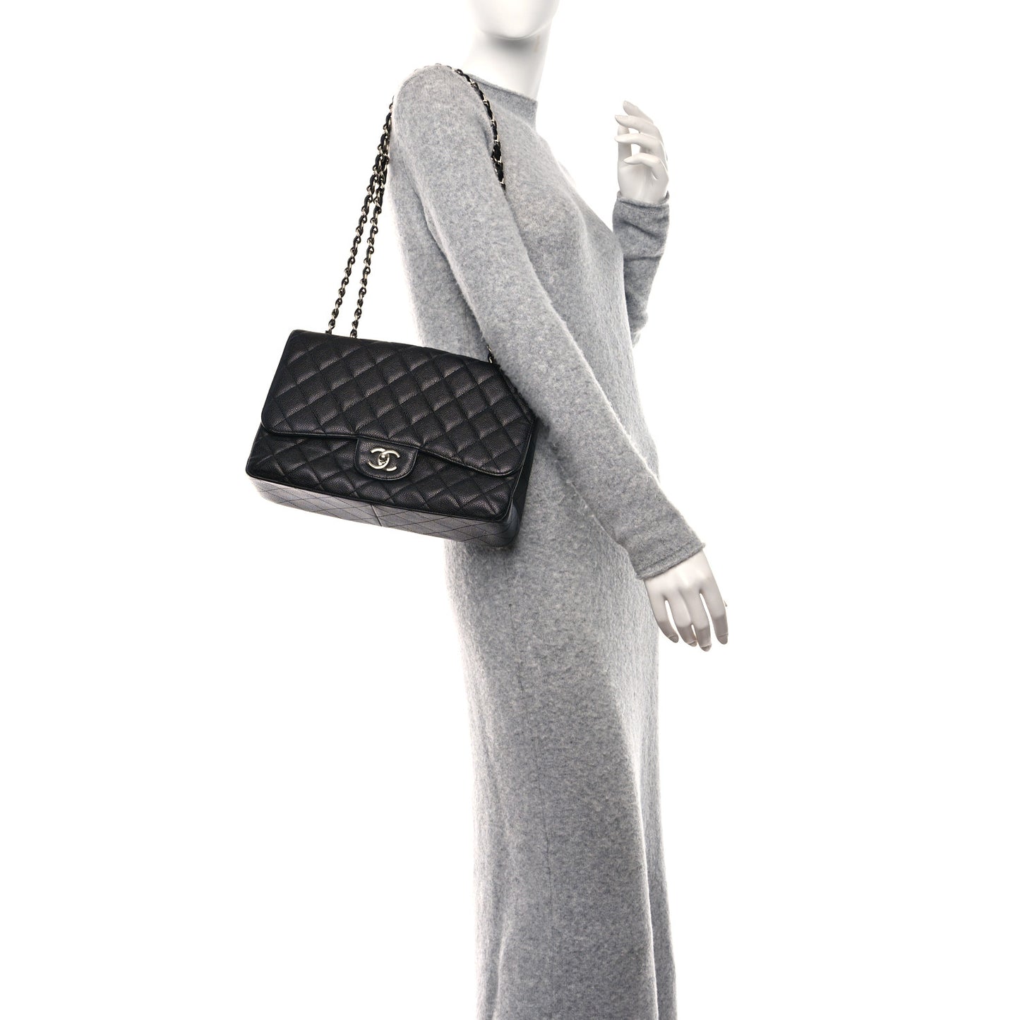 Caviar Quilted Jumbo Single Flap Black