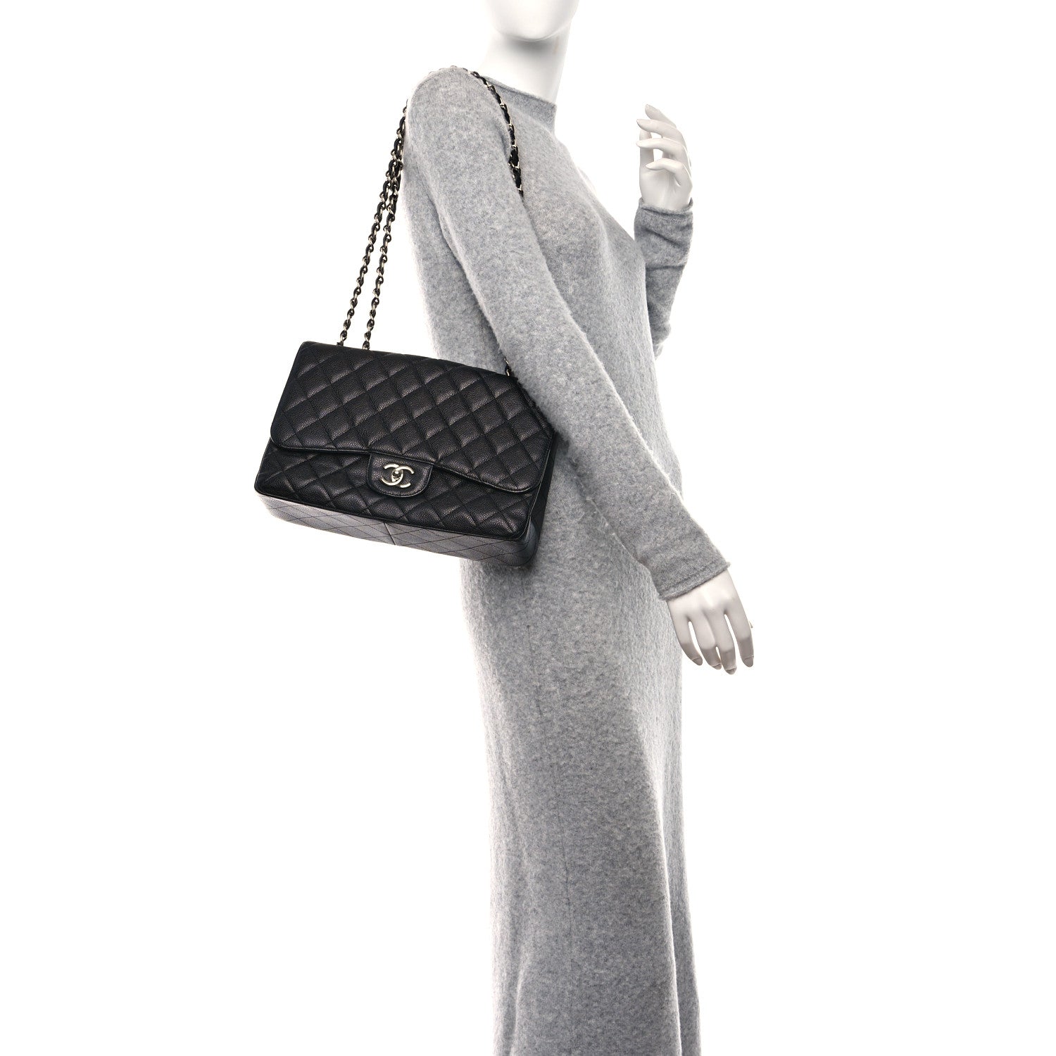 Chanel Caviar Quilted Jumbo Single Flap Black 3 of 9