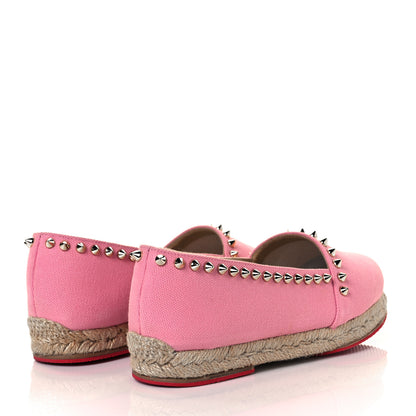 Christian Louboutin Canvas Ares Spikes Flat Espadrilles 37 Rose 4 of 7