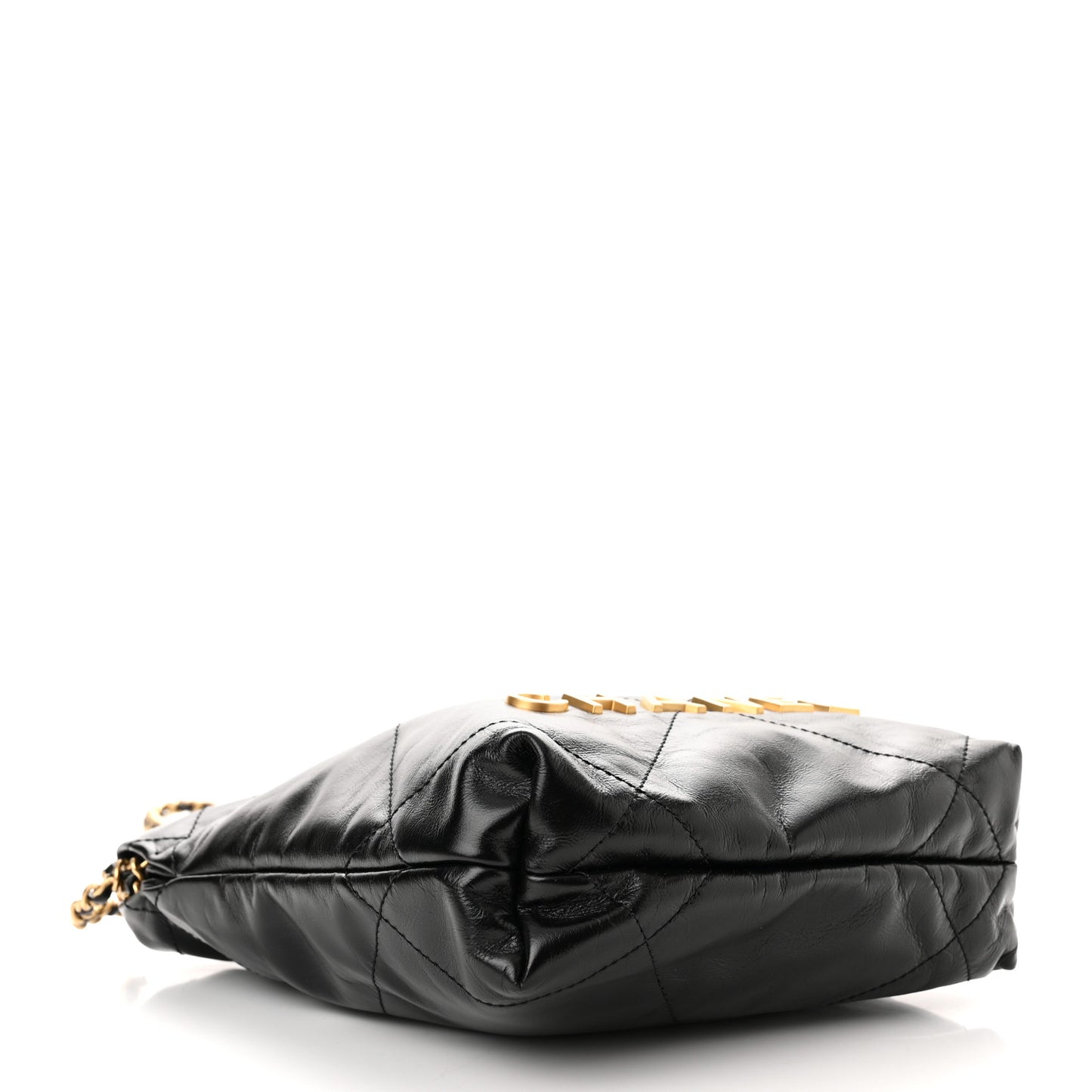 Shiny Calfskin Quilted Mini Chanel 22 Black