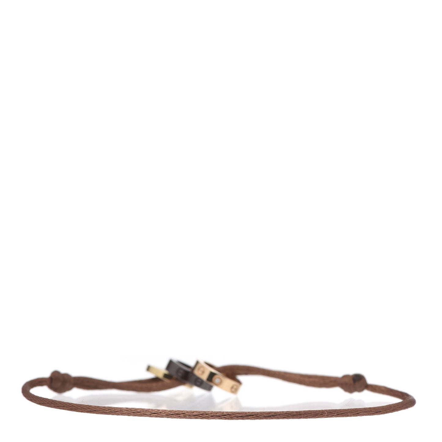 18K Pink Yellow Gold Ceramic Diamond LOVE Cord Bracelet Brown