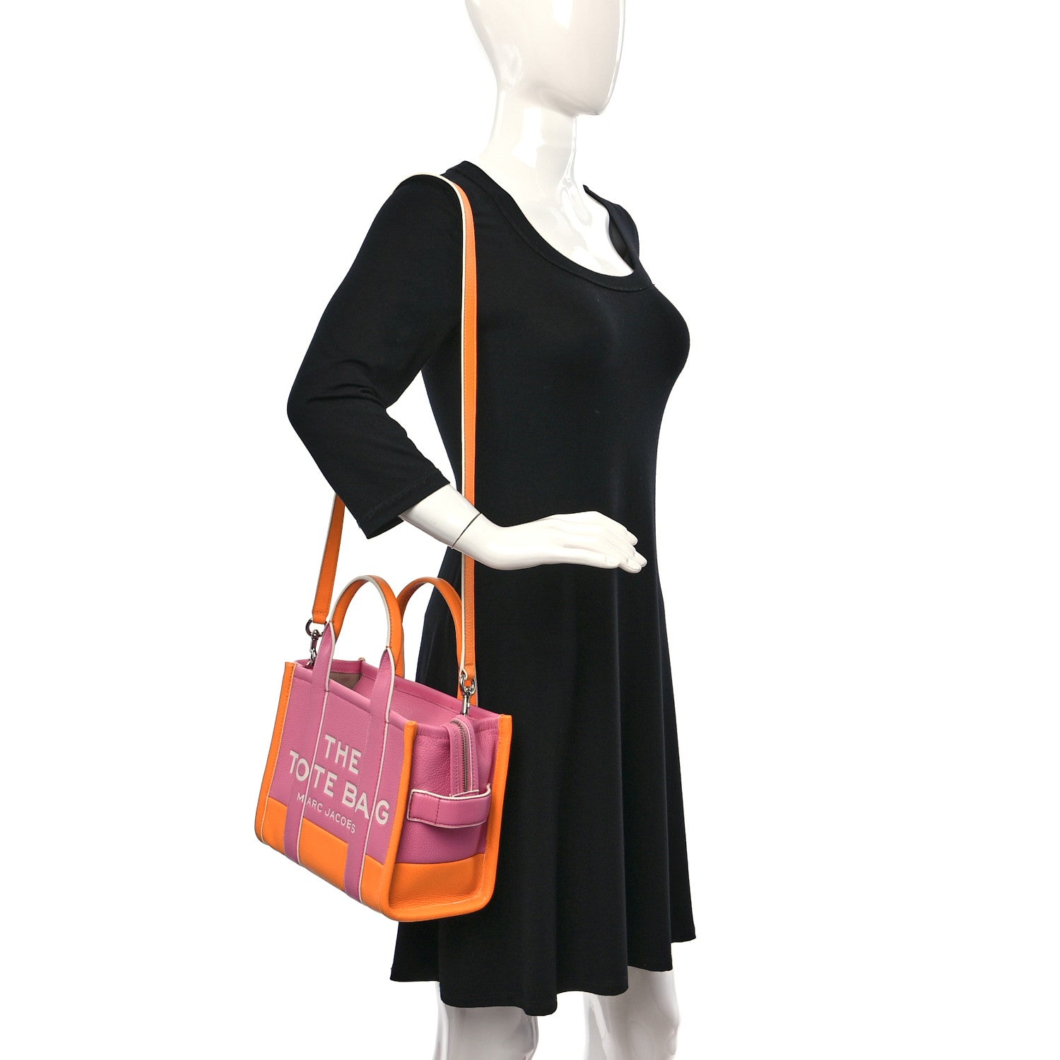 Marc Jacobs Grained Calfskin Small The Tote Bag Pink Orange 2 of 8