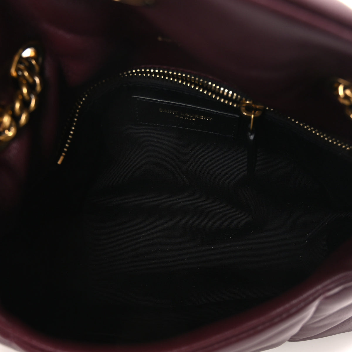 Lambskin Quilted Toy Loulou Puffer Monogram Chain Satchel Rouge Cabernet