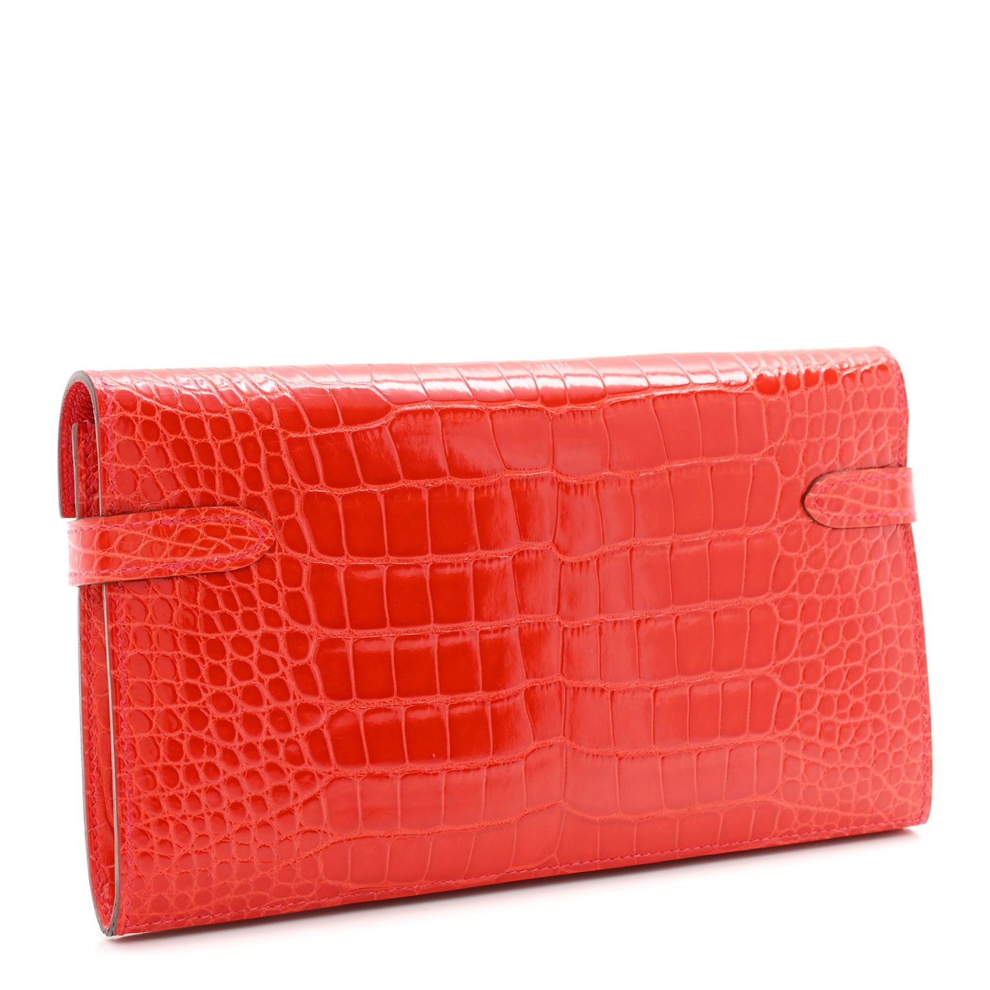 Shiny Alligator Kelly Longue Wallet Geranium