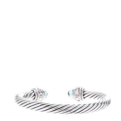 David Yurman Sterling Silver Blue Topaz Diamond 7mm Cable Classics Bracelet 3 of 6