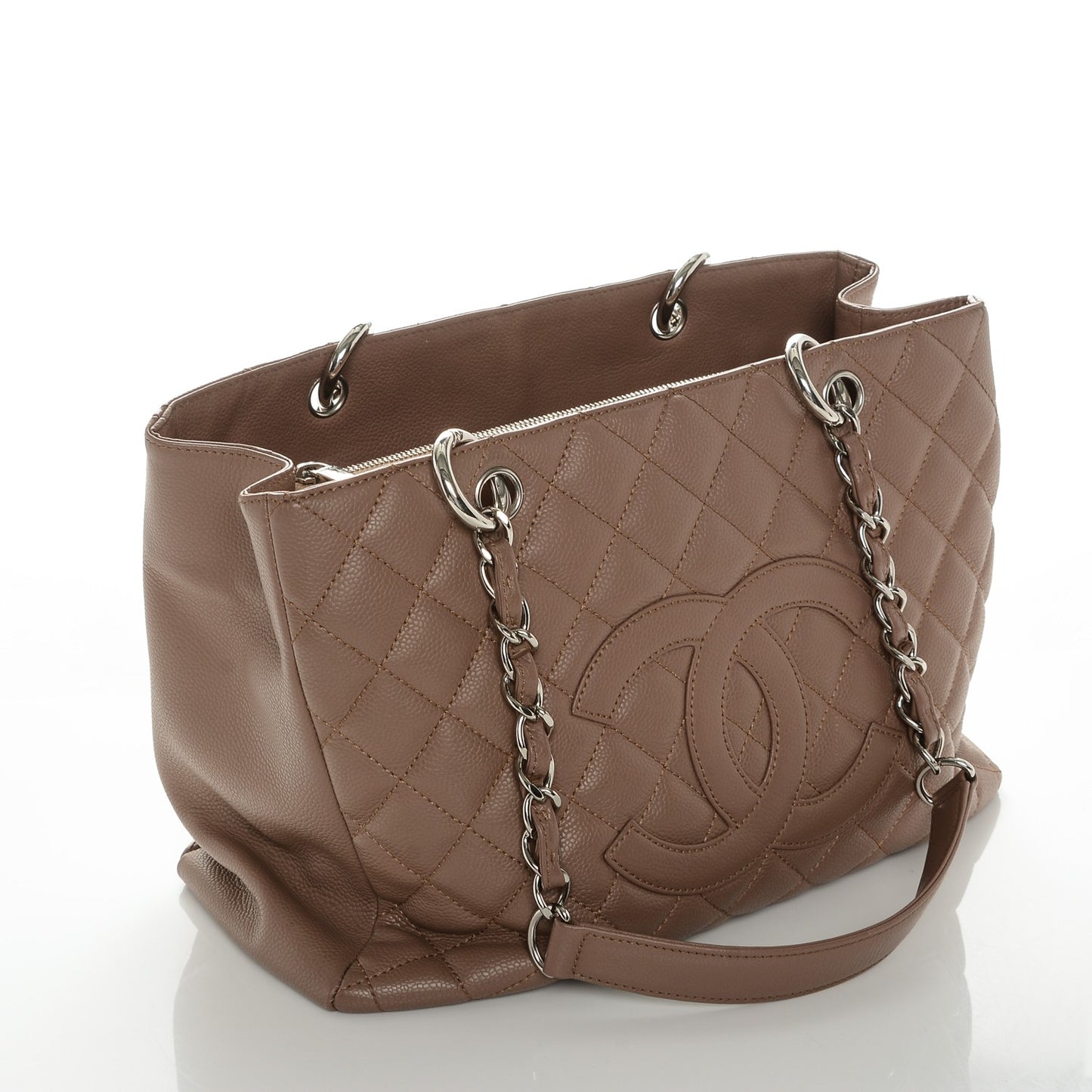 Caviar Quilted Grand Shopping Tote GST Taupe