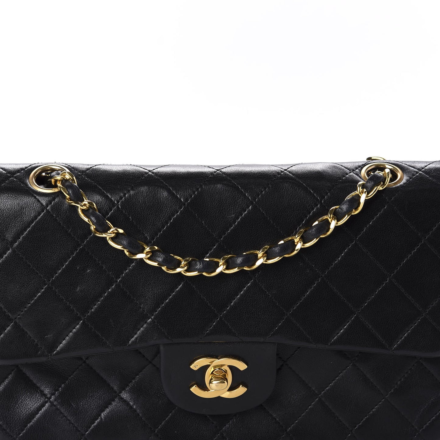 Lambskin Quilted Small Double Flap Black