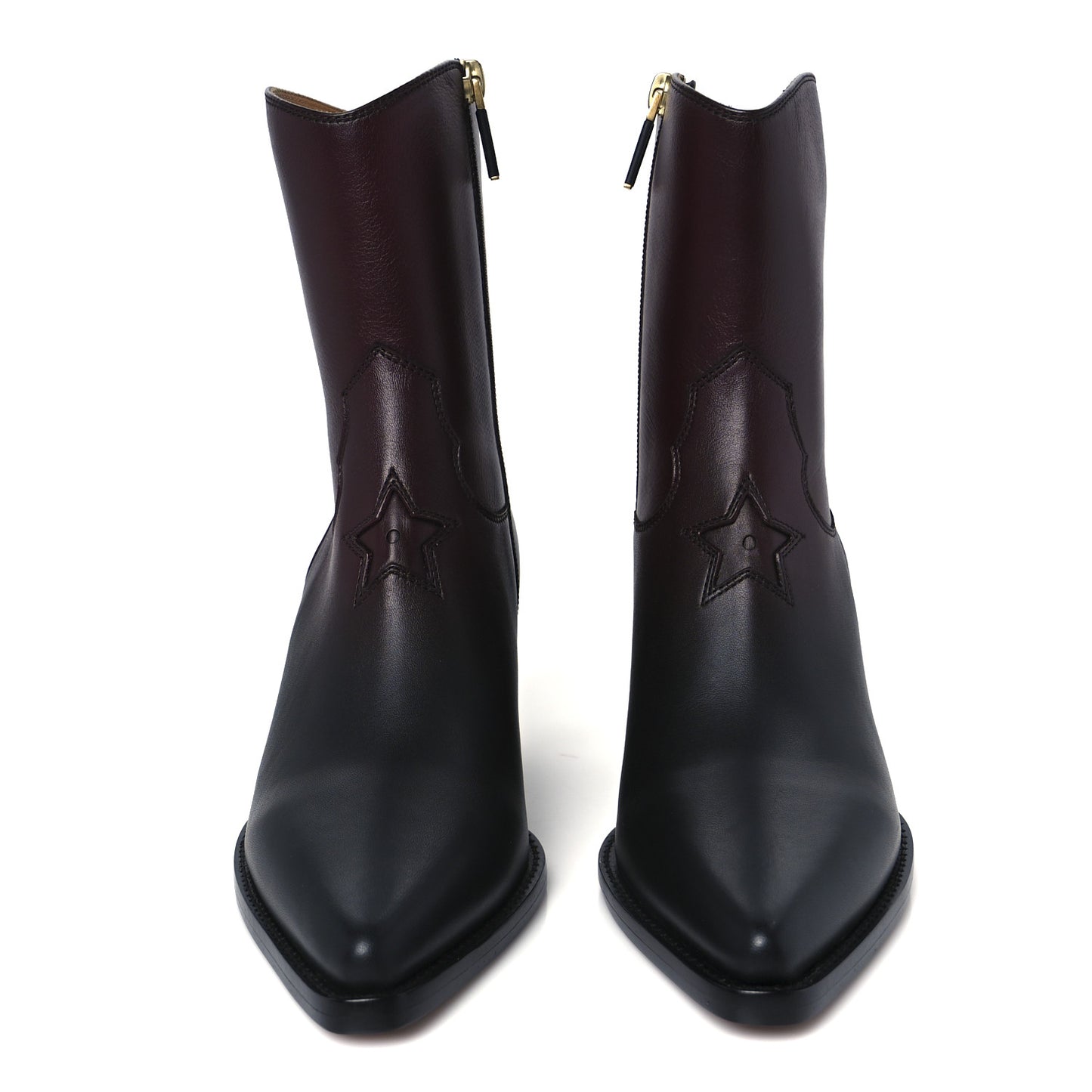Shaded Calfskin Ombre L.A. Ankle Boots 37 Black Rouge