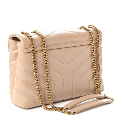 Saint Laurent Calfskin Y Quilted Monogram Small Loulou Chain Satchel Dark Beige 3 of 9