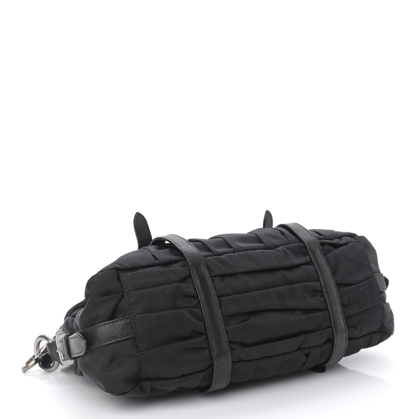 Tessuto Nylon Nappa Braided Gaufre Shoulder Bag Black