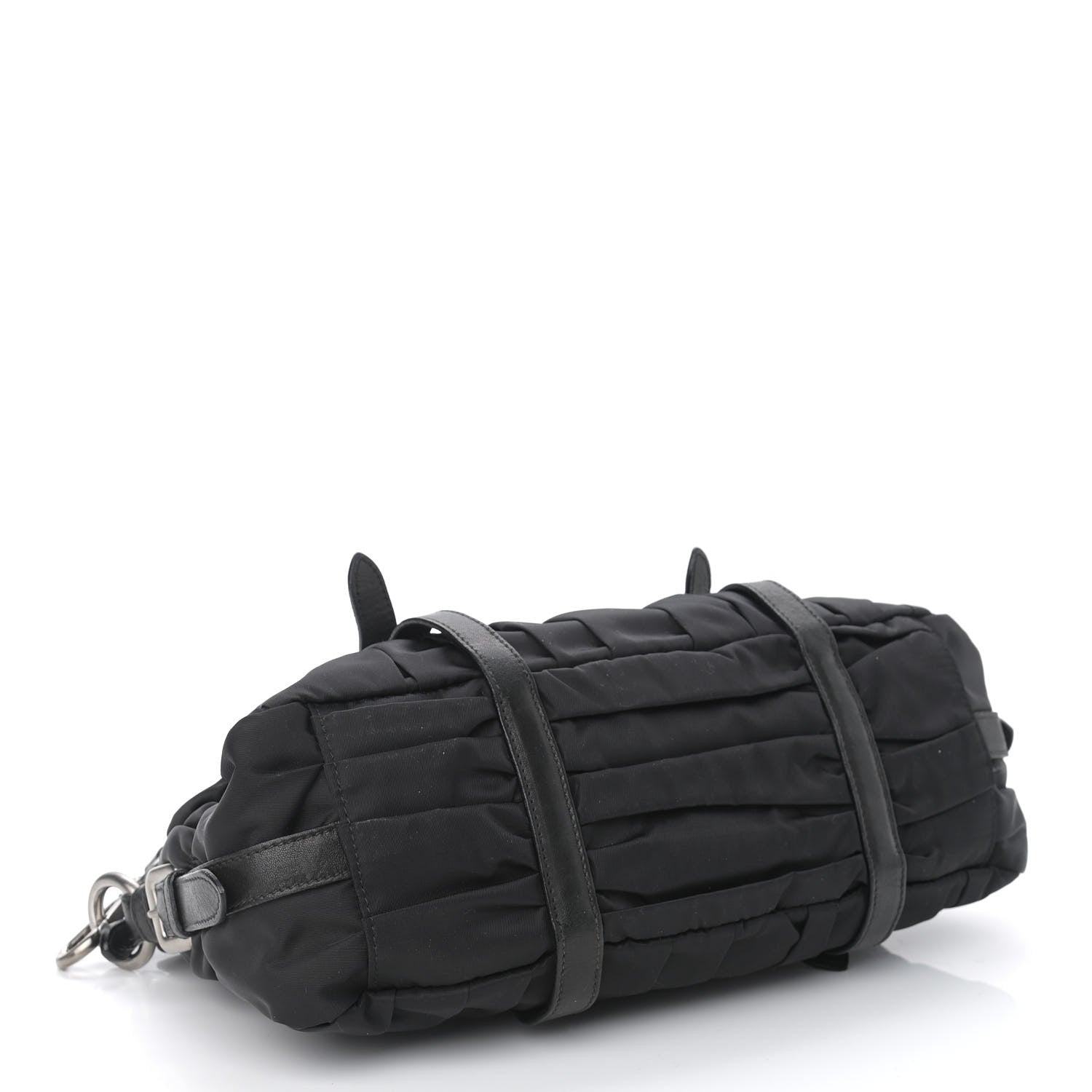 Prada Tessuto Nylon Nappa Braided Gaufre Shoulder Bag Black 3 of 8