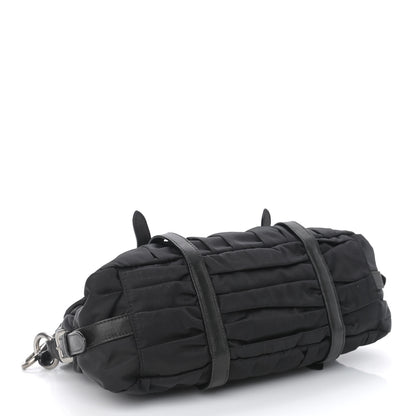 Prada Tessuto Nylon Nappa Braided Gaufre Shoulder Bag Black 3 of 8