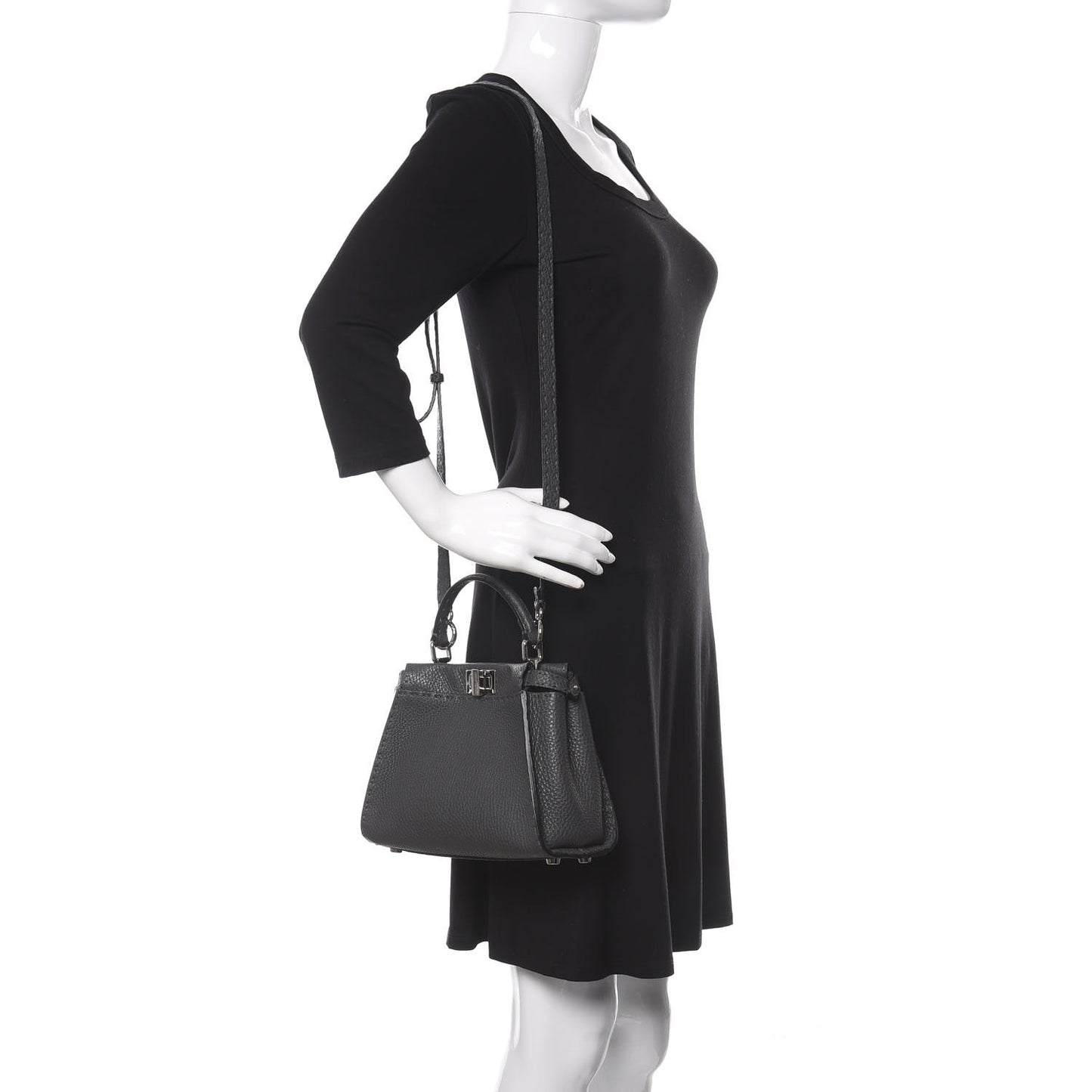 Cuoio Romano Selleria Bi-Color Mini Peekaboo Iconic Satchel Asfalto Latte
