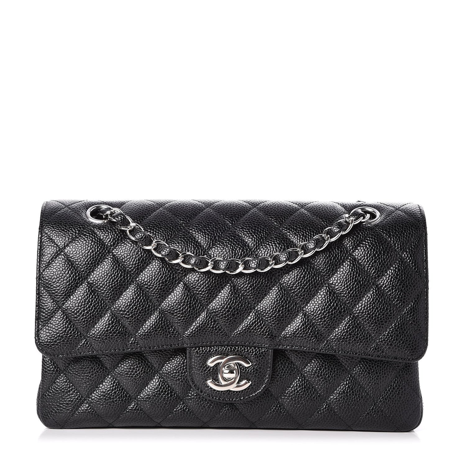 Caviar Quilted Medium Double Flap Black