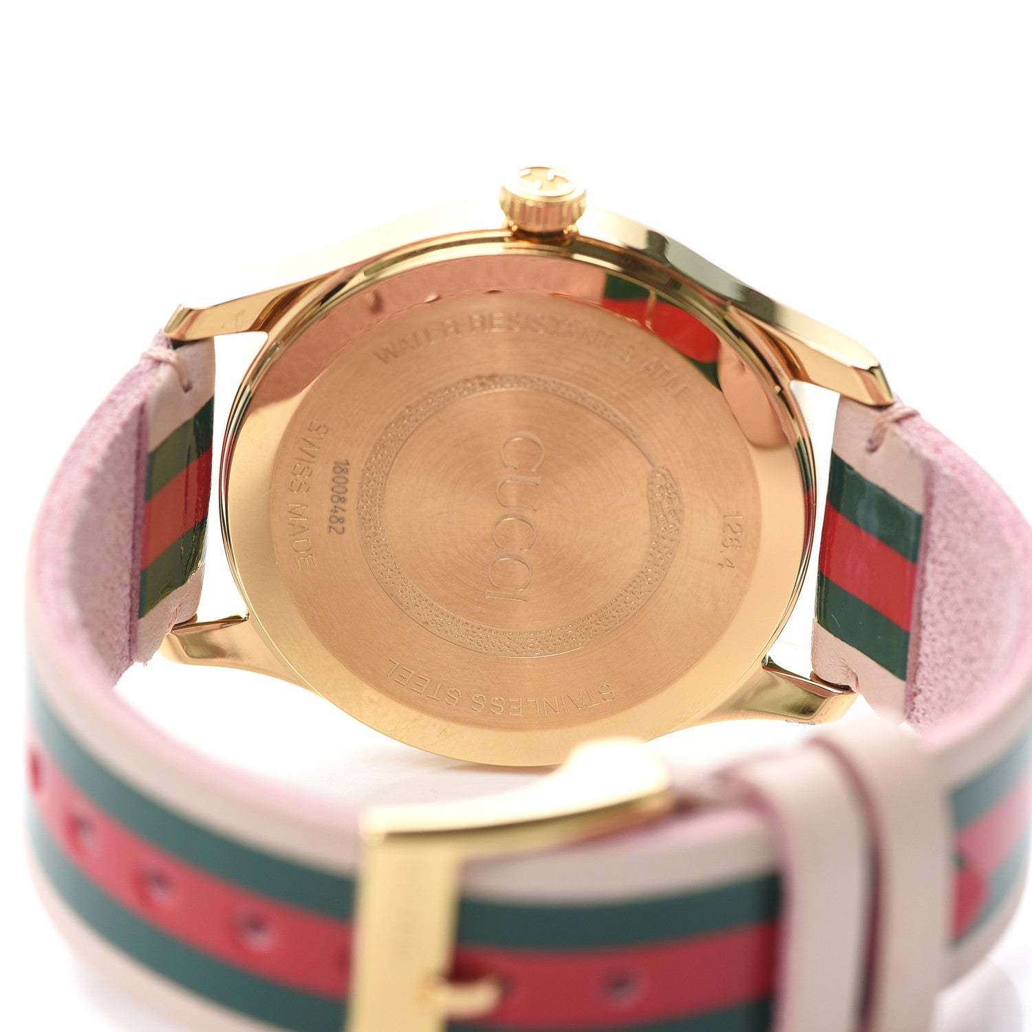 Gucci Stainless Steel Calfskin 38mm G-Timeless Stripe Web Quartz Watch Pink 4 of 5