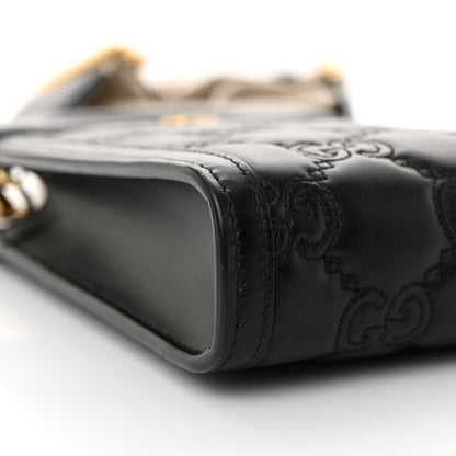 Gucci Calfskin GG Matelasse Mini Top Slip Handle Crossbody Bag Black Natural 9 of 13
