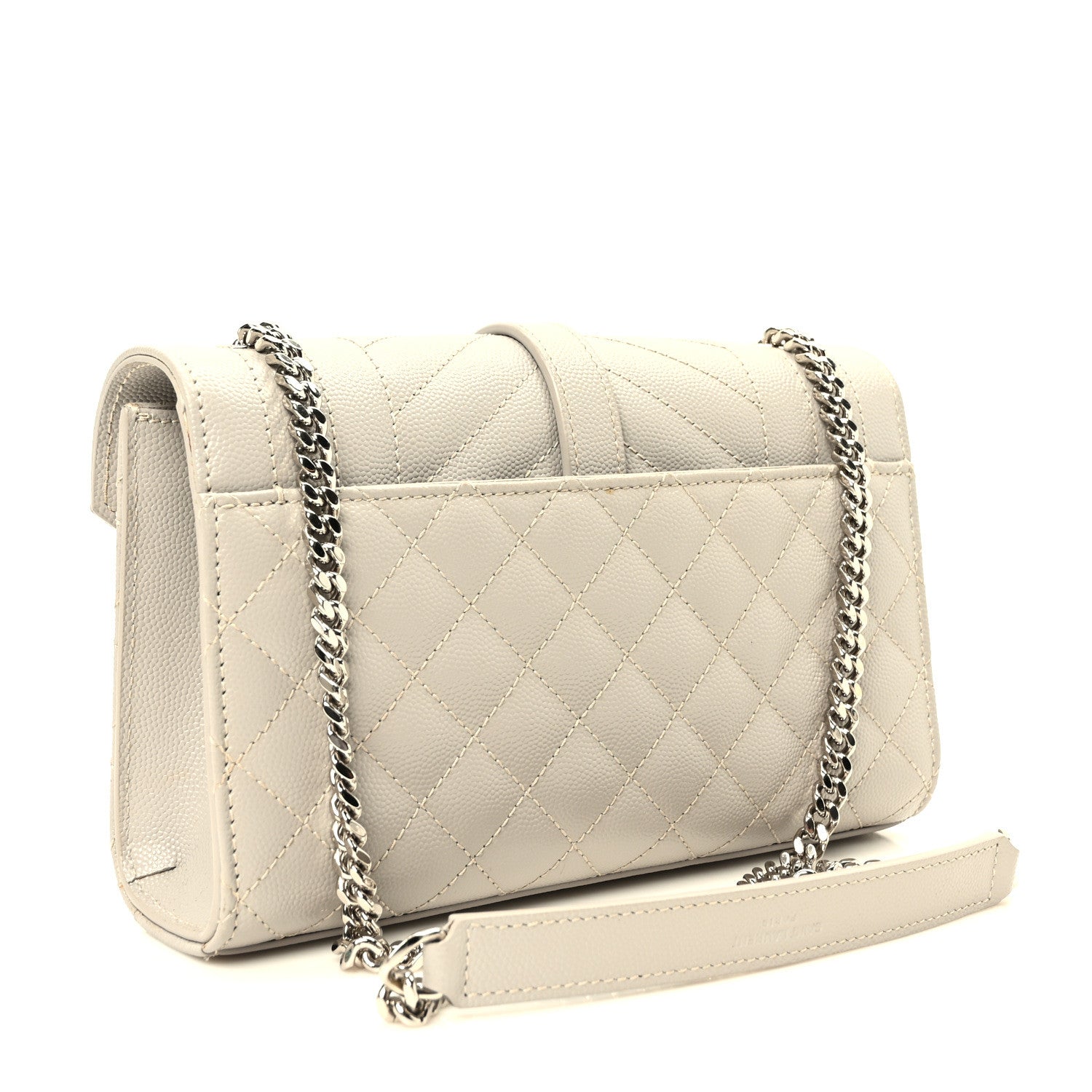 Saint Laurent Grain De Poudre Textured Mixed Matelasse Triquilt Small Monogram Satchel Granite 3 of 9