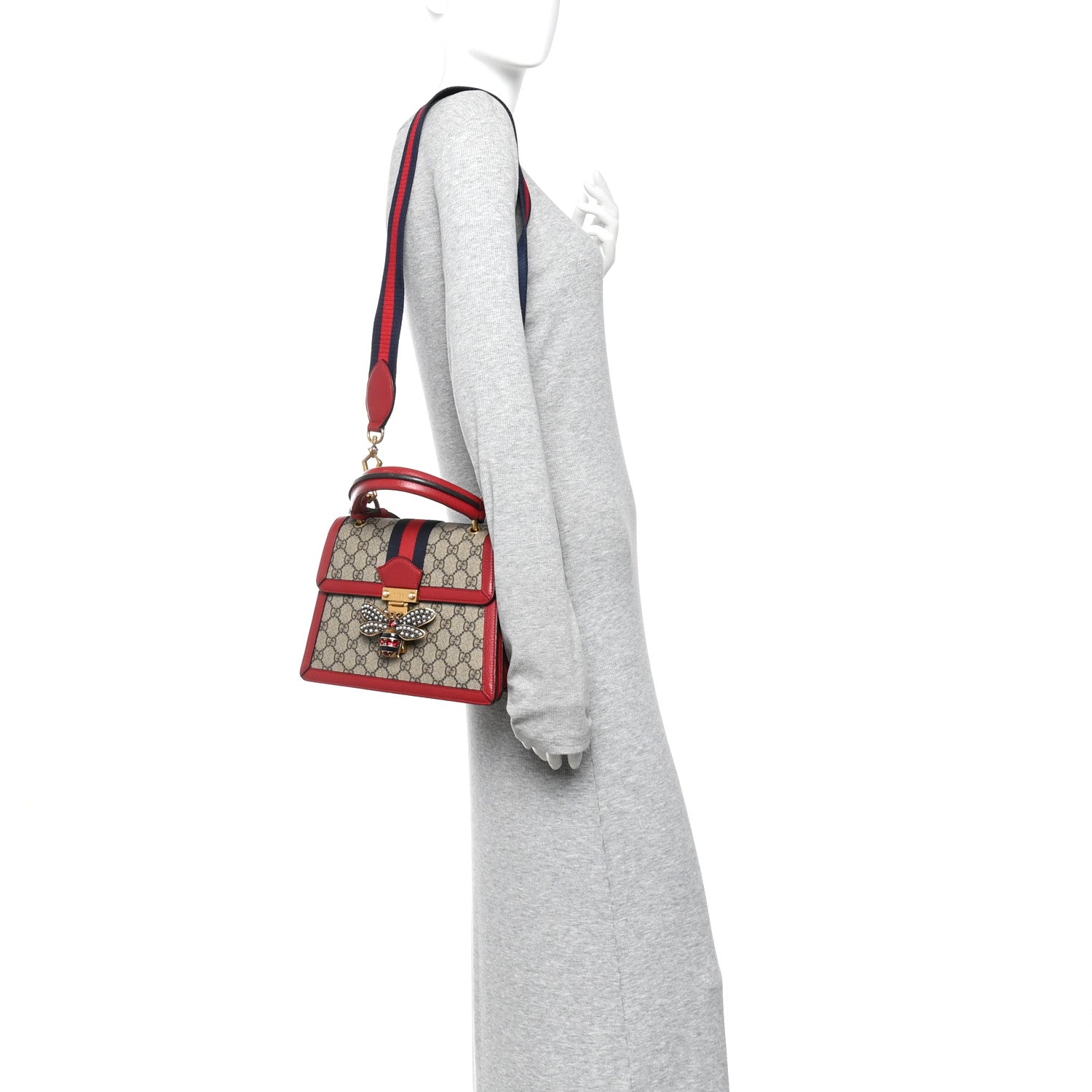 Gucci GG Supreme Monogram Small Queen Margaret Top Handle Bag Red 2 of 13