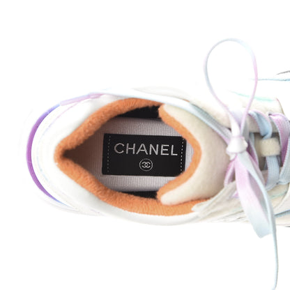 Chanel Wool Suede Calfskin CC Sneakers 37 Multicolor 8 of 11
