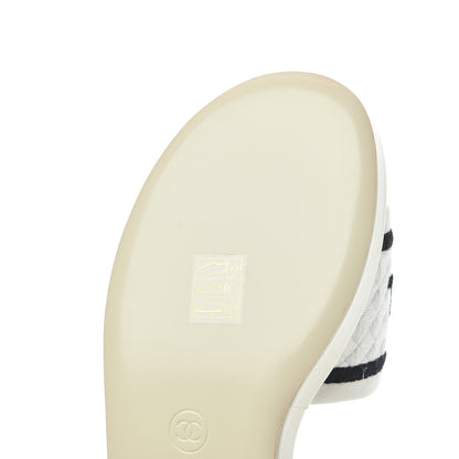 Chanel Lambskin Embroidered Logo Mules 37 Ivory Black 14 of 15