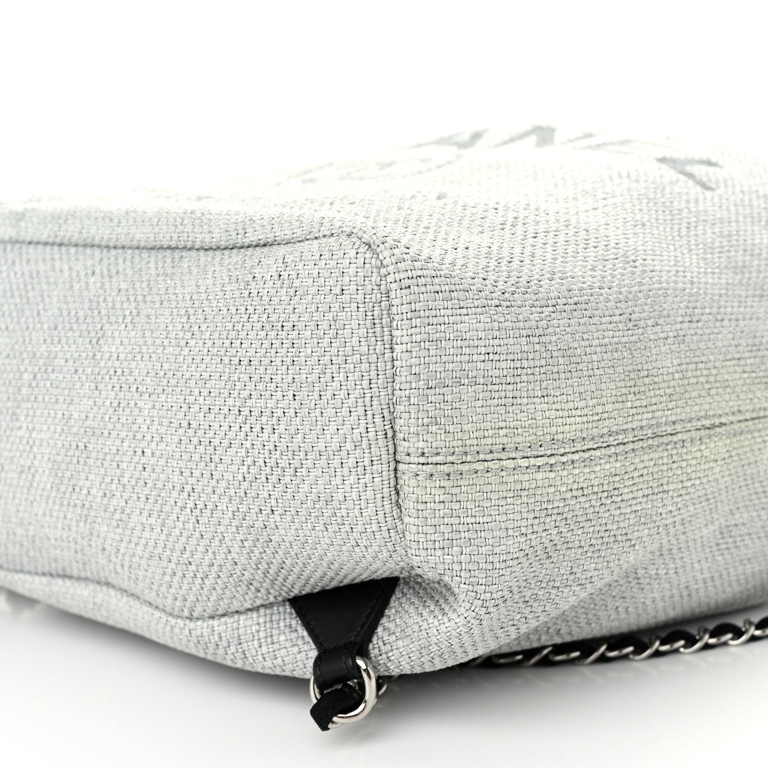 Chanel Woven Straw Raffia Large Deauville Backpack Grey Black 10 of 11