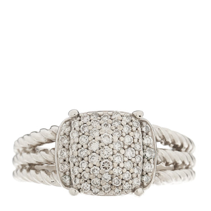 David Yurman Sterling Silver Diamond 10mm Petite Wheaton Ring 55 7.25 1 of 4