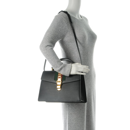 Gucci Calfskin Medium Sylvie Top Handle Bag Black 2 of 7