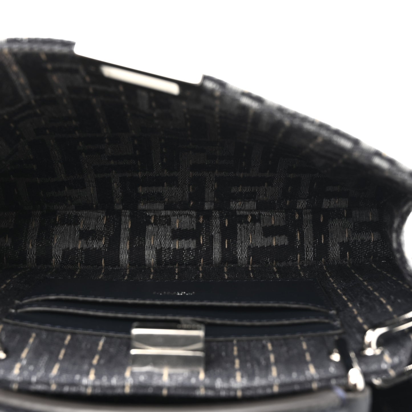 Chenille Vitello Seta FF Peekaboo I See U X Cross Satchel Blue Notte