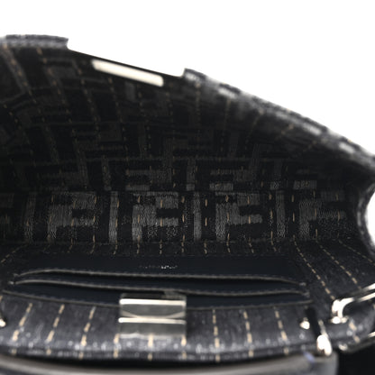 Fendi Chenille Vitello Seta FF Peekaboo I See U X Cross Satchel Blue Notte 5 of 11