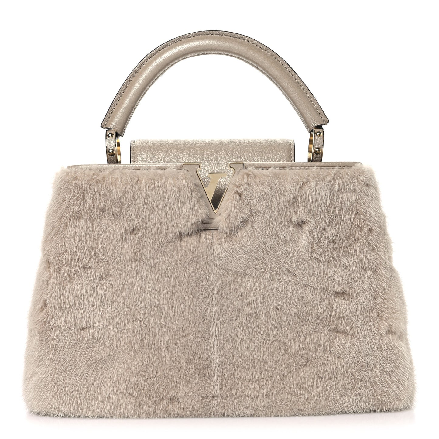Mink Goatskin Capucines BB Beige