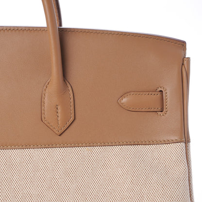 Hermes Swift Toile Birkin 35 Biscuit 15 of 38