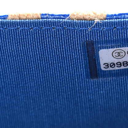 Chanel Raffia Jute Striped Belt Bag Blue Beige 7 of 13