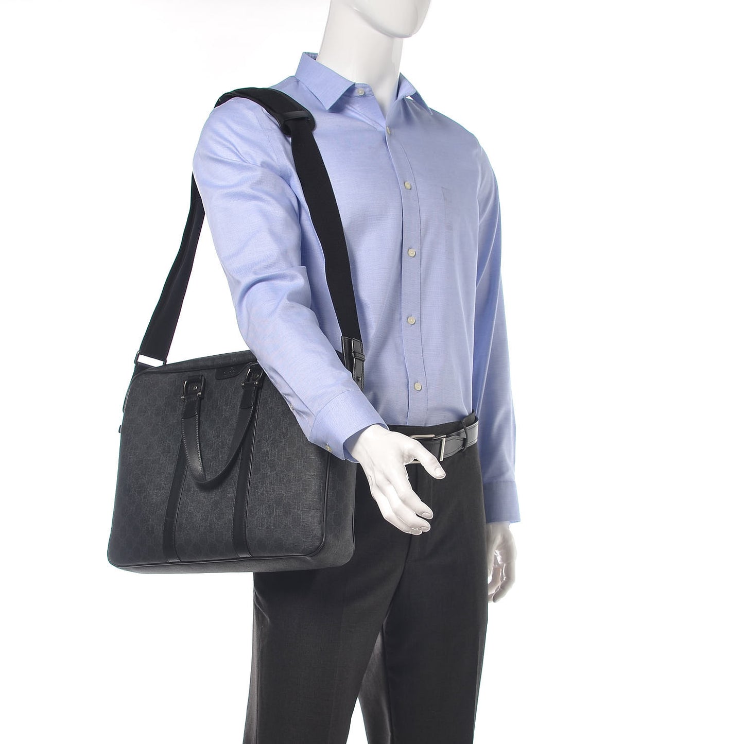 GG Supreme Monogram Briefcase Black Grey