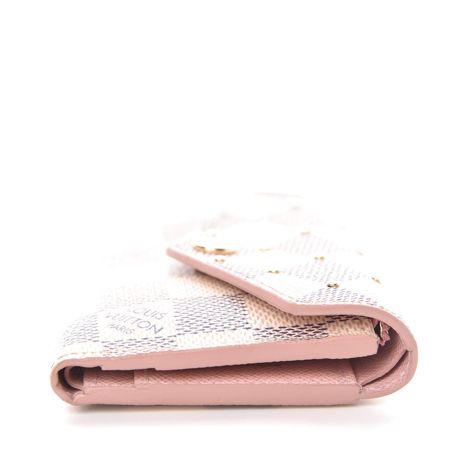 Damier Azur Studded Zoe Wallet Rose Ballerine