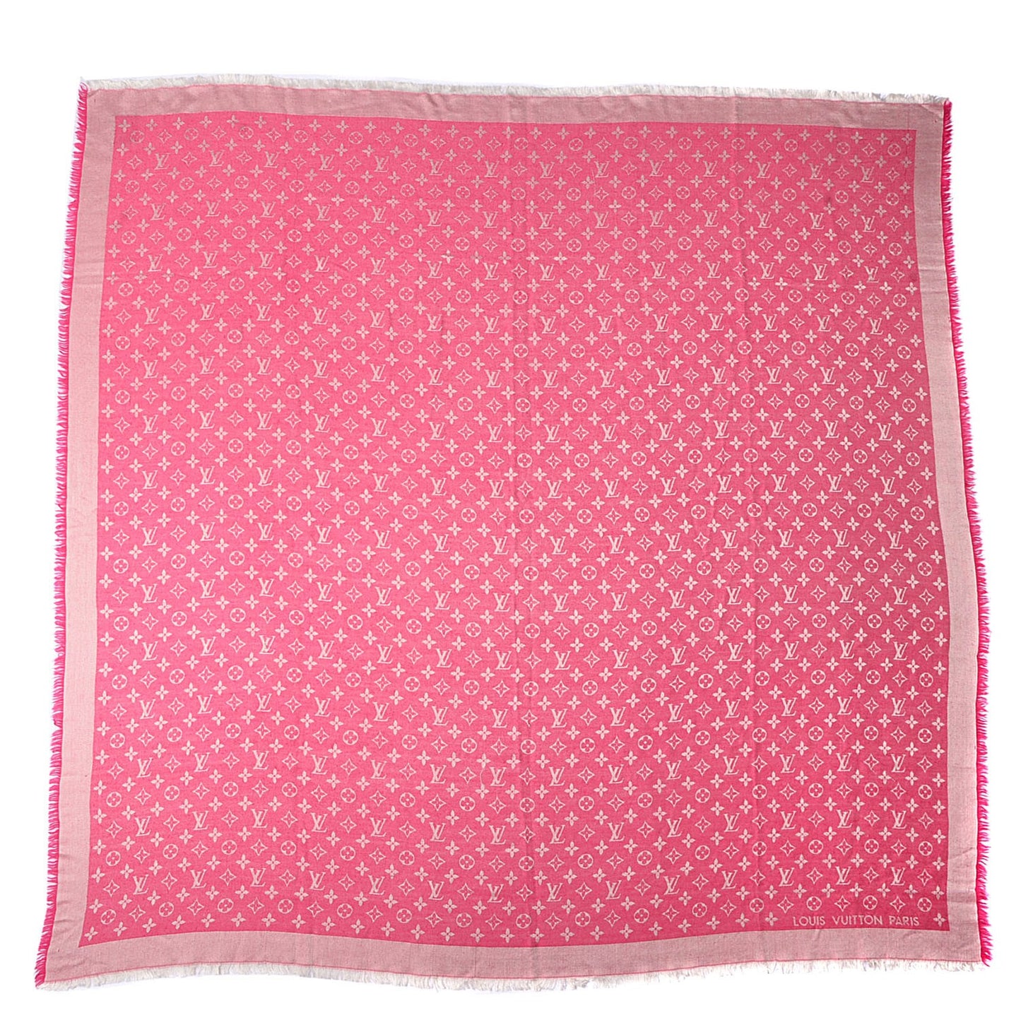 Silk Wool Monogram Denim Shawl Pivoine