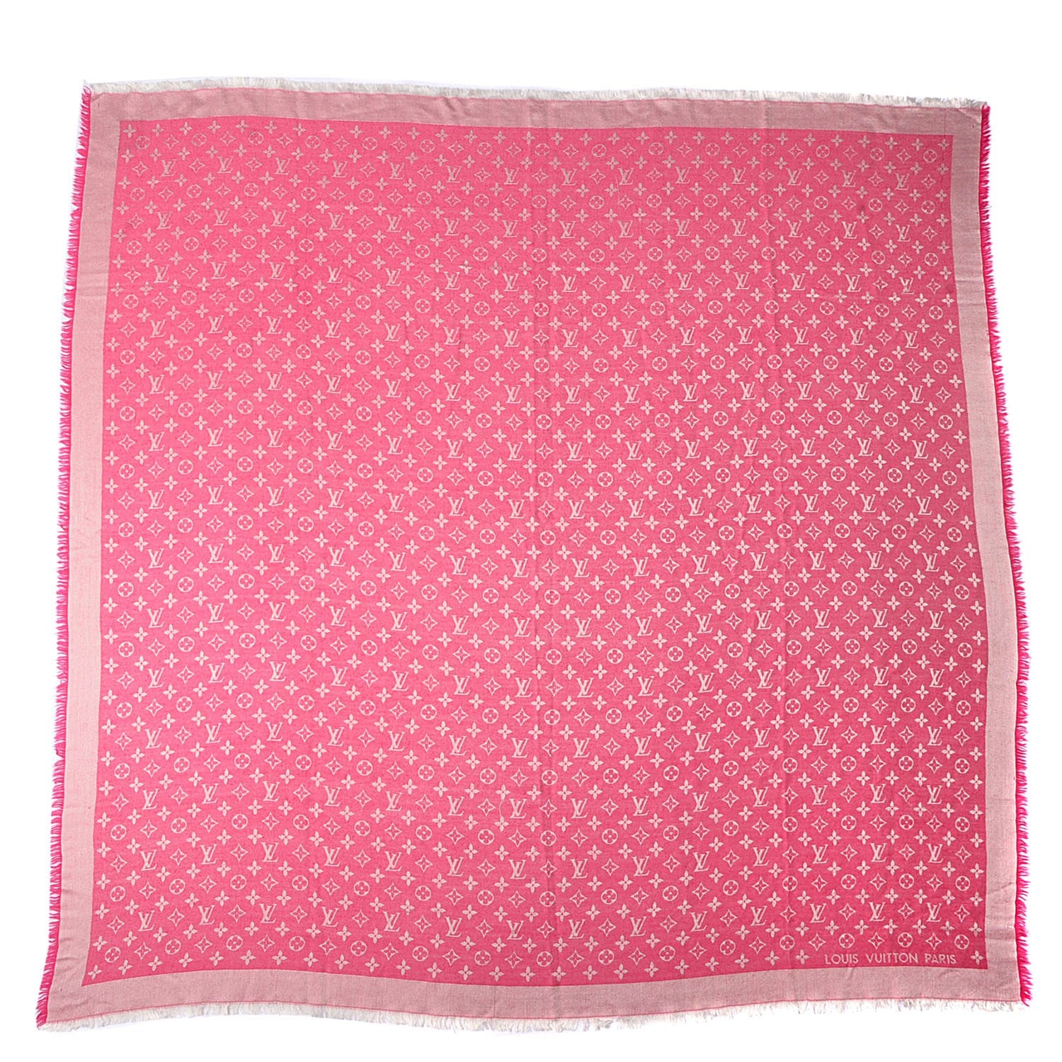 Louis Vuitton Silk Wool Monogram Denim Shawl Pivoine 4 of 6