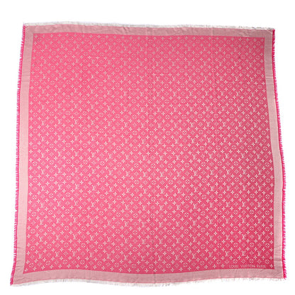 Louis Vuitton Silk Wool Monogram Denim Shawl Pivoine 4 of 6