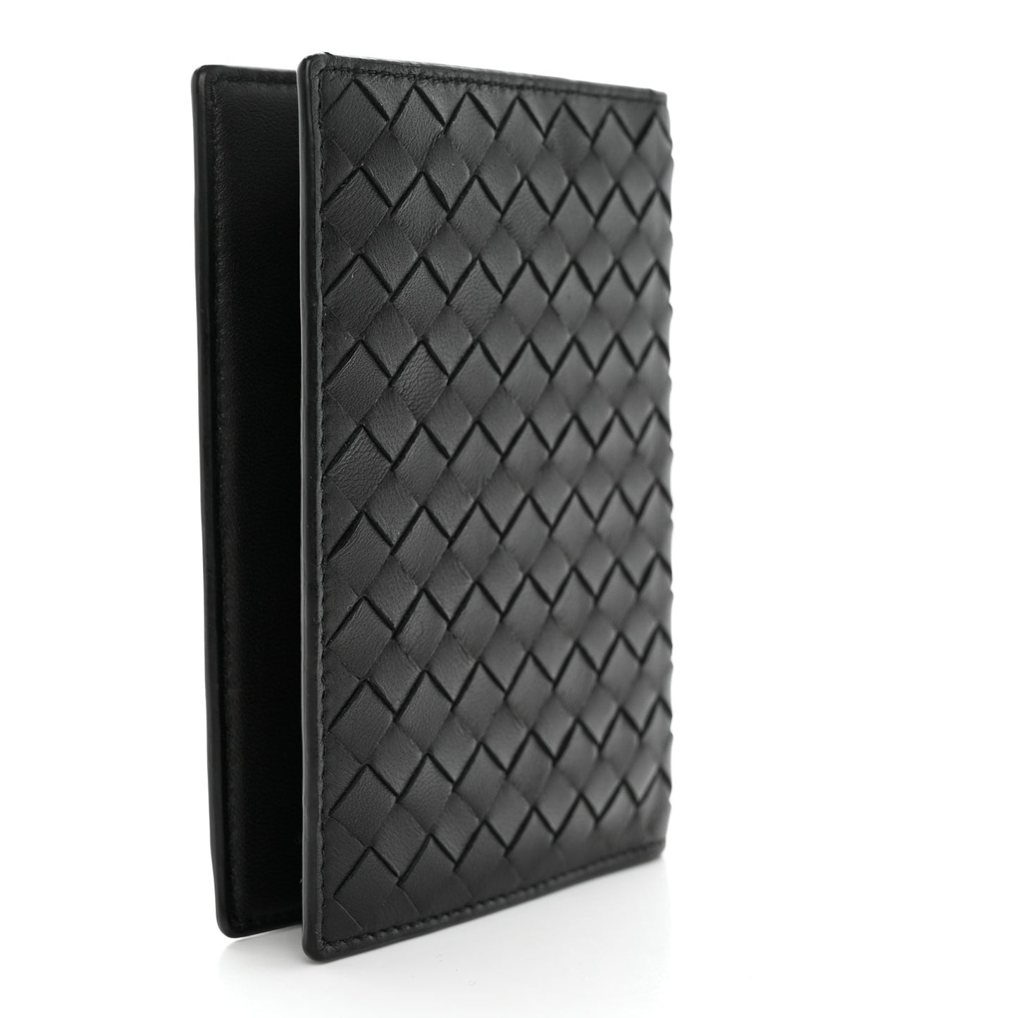 Nappa Intrecciato Passport Case Black