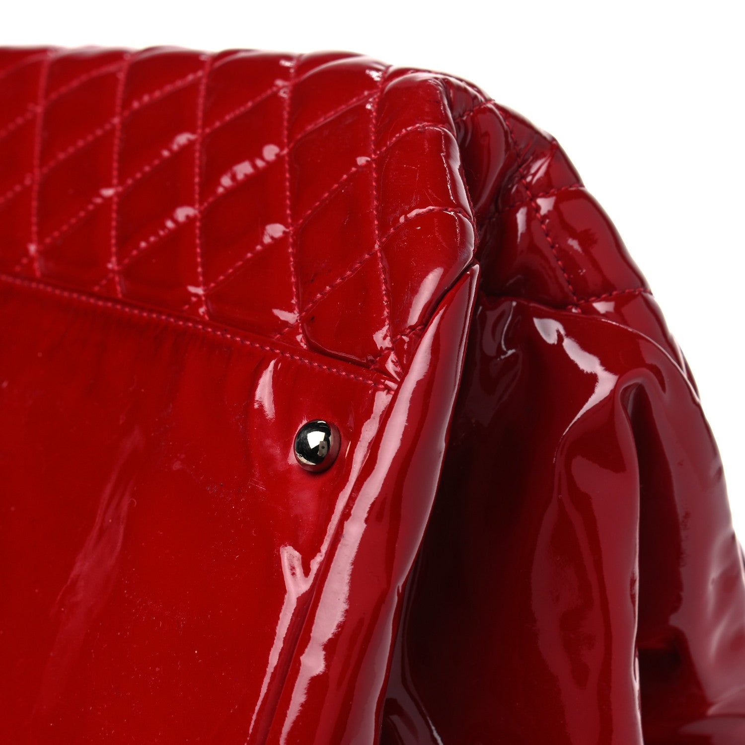 Chanel Patent Quilted Large Just Mademoiselle Bowling Bag Red 6 of 12