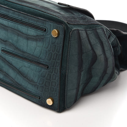 Saint Laurent Crocodile Embossed Nubuck Calfskin Medium Muse Two Green 7 of 10