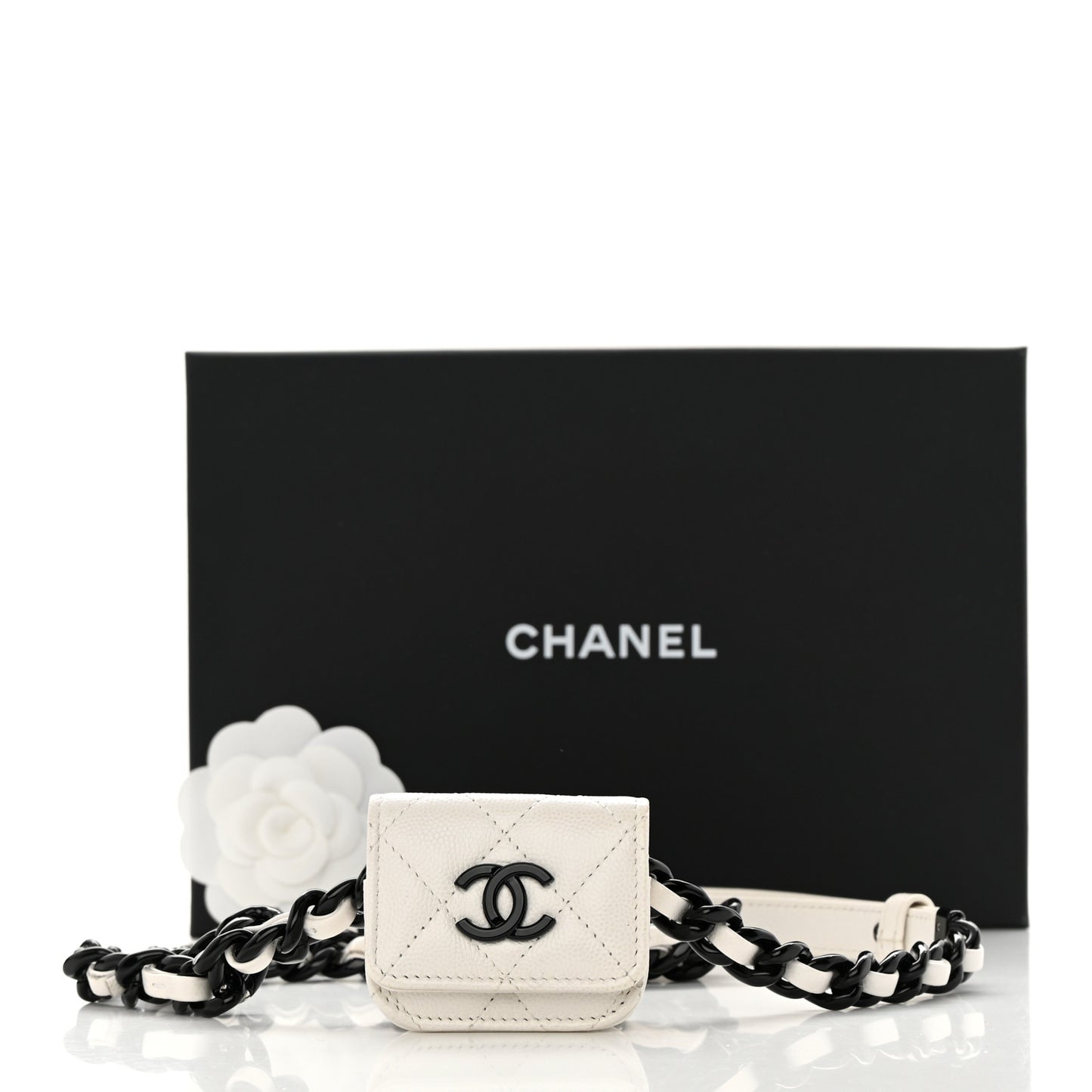 Caviar Quilted Airpods Pro Holder Belt White