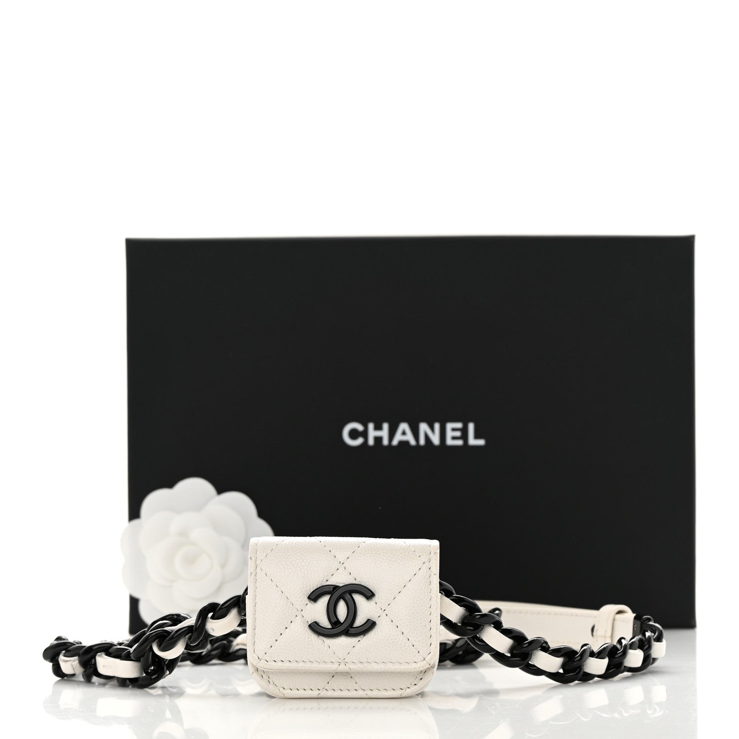 Chanel Caviar Quilted Airpods Pro Holder Belt White 14 of 14