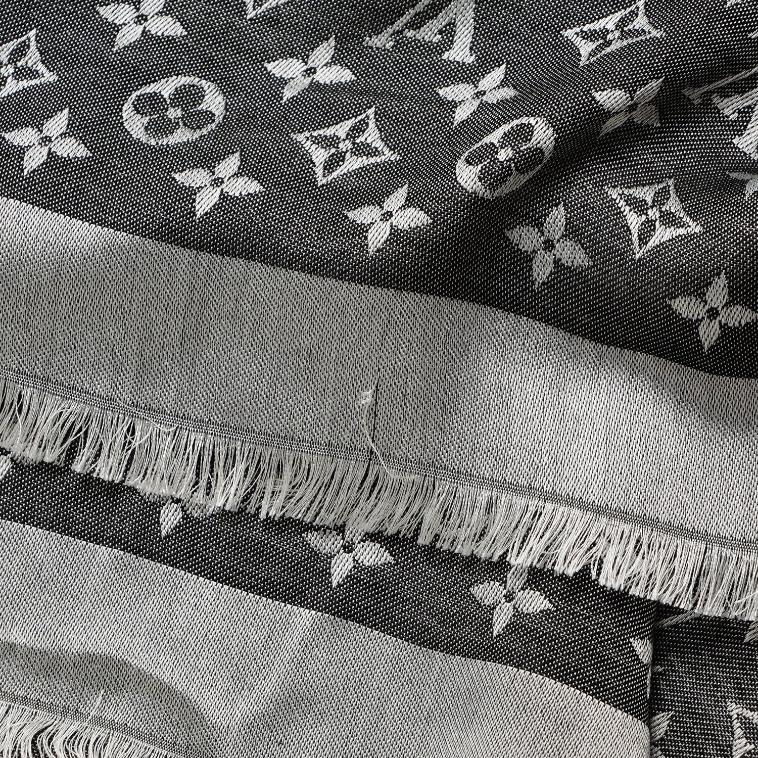 Louis Vuitton Silk Wool Monogram Denim Shawl Black 10 of 10