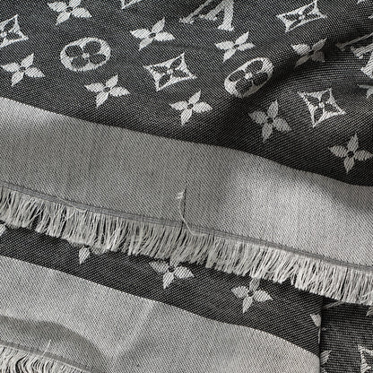 Louis Vuitton Silk Wool Monogram Denim Shawl Black 10 of 10