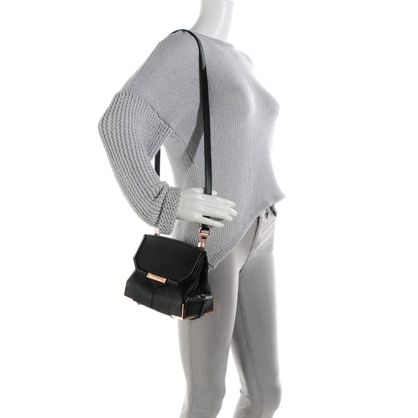 Calfskin Small Marion Soft Black Rose Gold Hardware