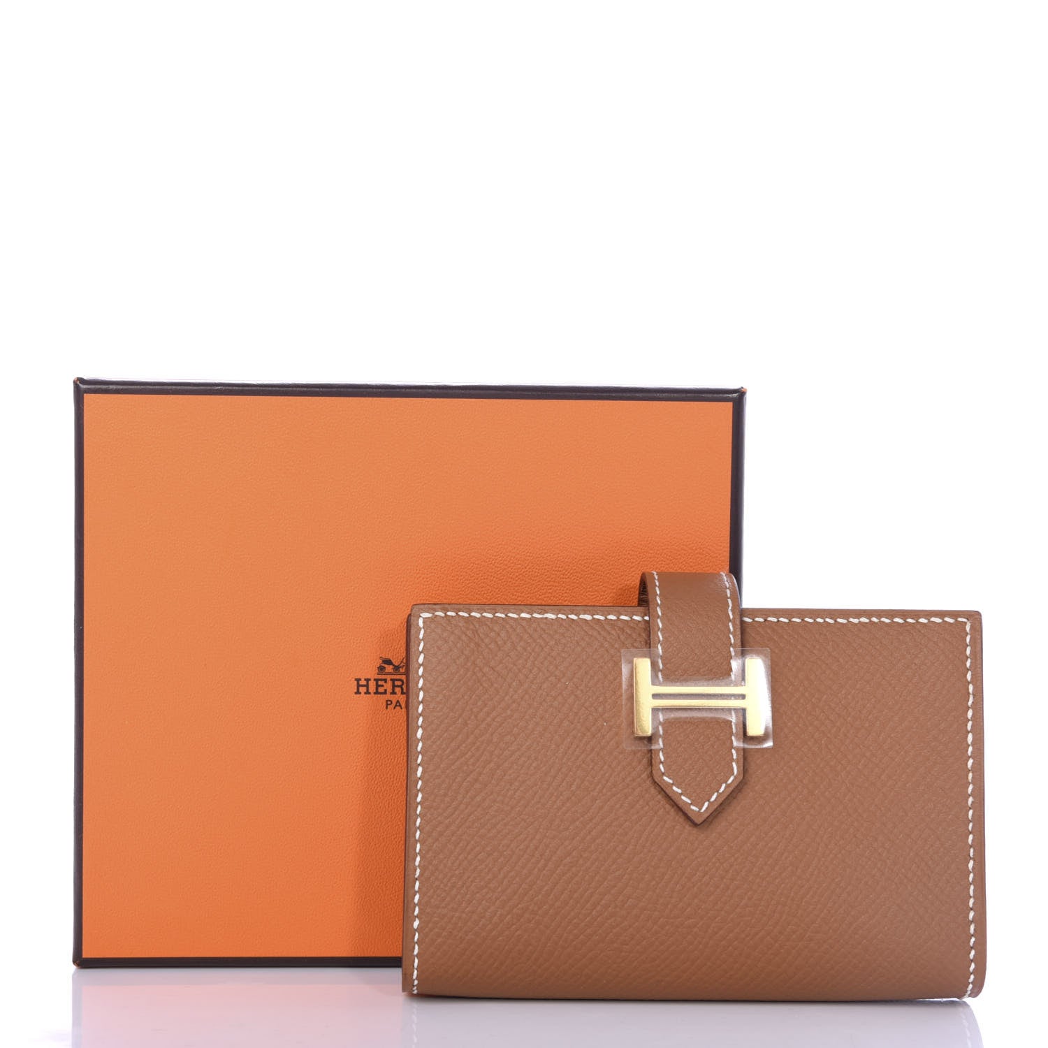 Hermes Epsom Bearn Card Holder Wallet Gold 7 of 7