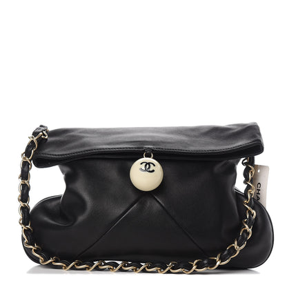 Chanel Lambskin Coco Ball Fold Over Bag Black 1 of 10