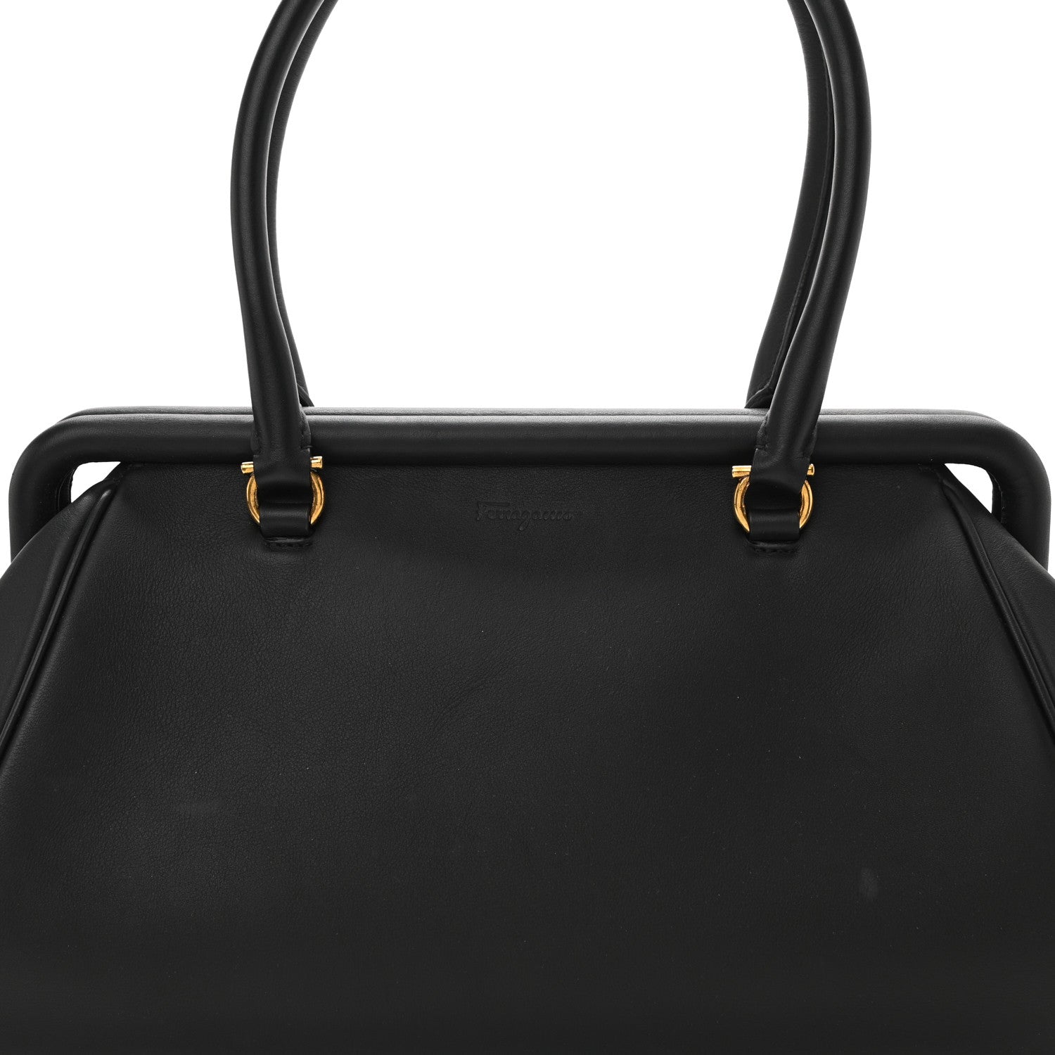 Salvatore Ferragamo Calfskin Frame Satchel Black 9 of 12