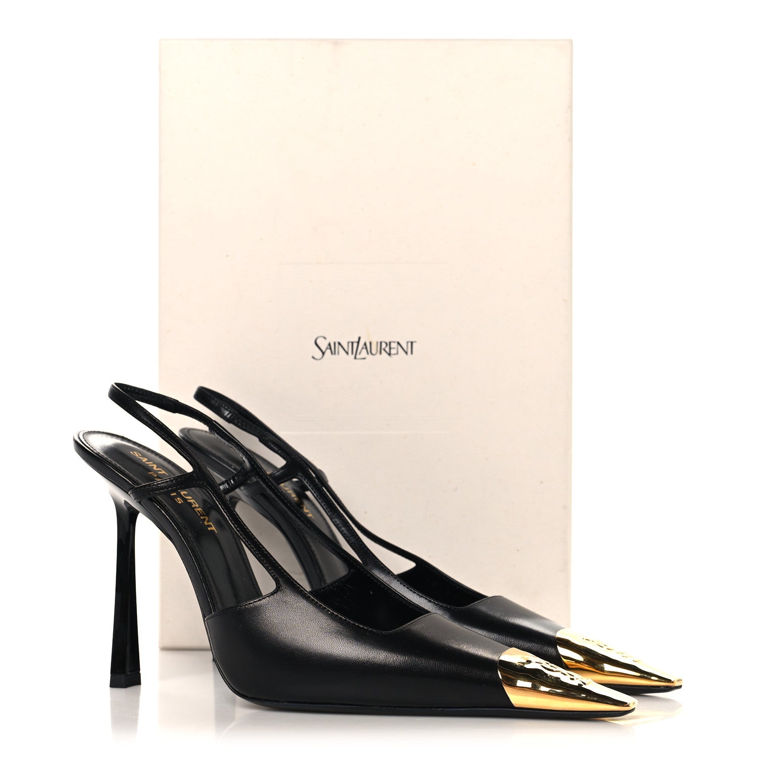Saint Laurent Smooth Calfskin Jeanne 110 Slingback Pumps 37 Black 10 of 10