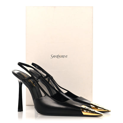 Saint Laurent Smooth Calfskin Jeanne 110 Slingback Pumps 37 Black 10 of 10